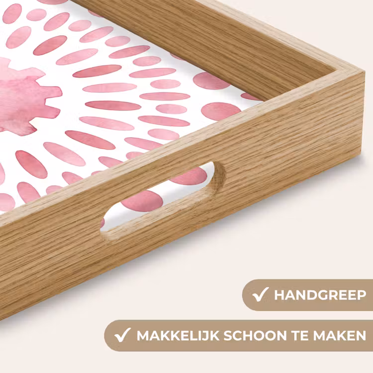 Abstract - Vormen - Patroon - Aquarel - Roze Dienblad Rechthoek middel -USP_HandgreepNL