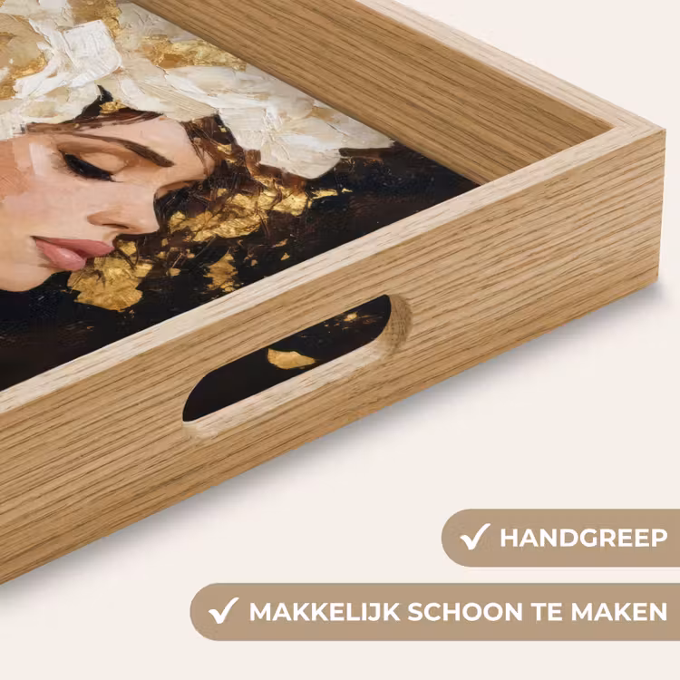 Abstract - Vrouw - Bloemen - Wit Dienblad Rechthoek middel -USP_HandgreepNL