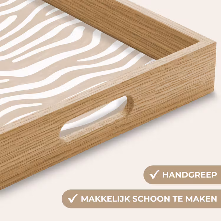 Abstract - Zebra - Beige Dienblad Rechthoek middel 911 -USP_HandgreepNL