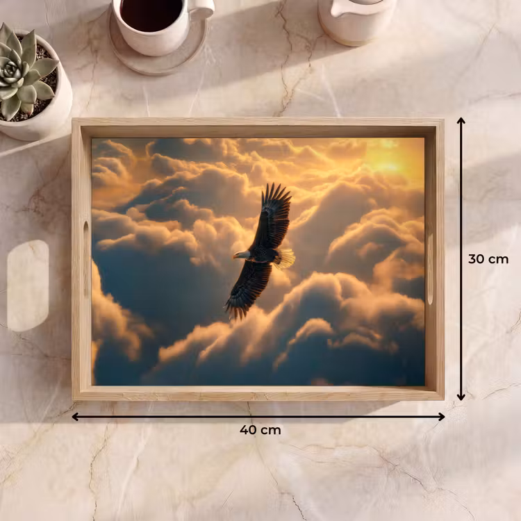 Adelaar - Wolken - Zon Dienblad Rechthoek middel -USP_Formaat
