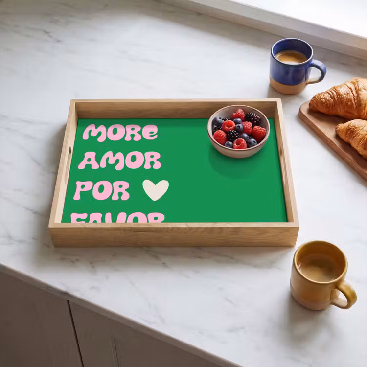Amor - Valentijn - Groen - Tekst Dienblad Rechthoek middel -sfeer2
