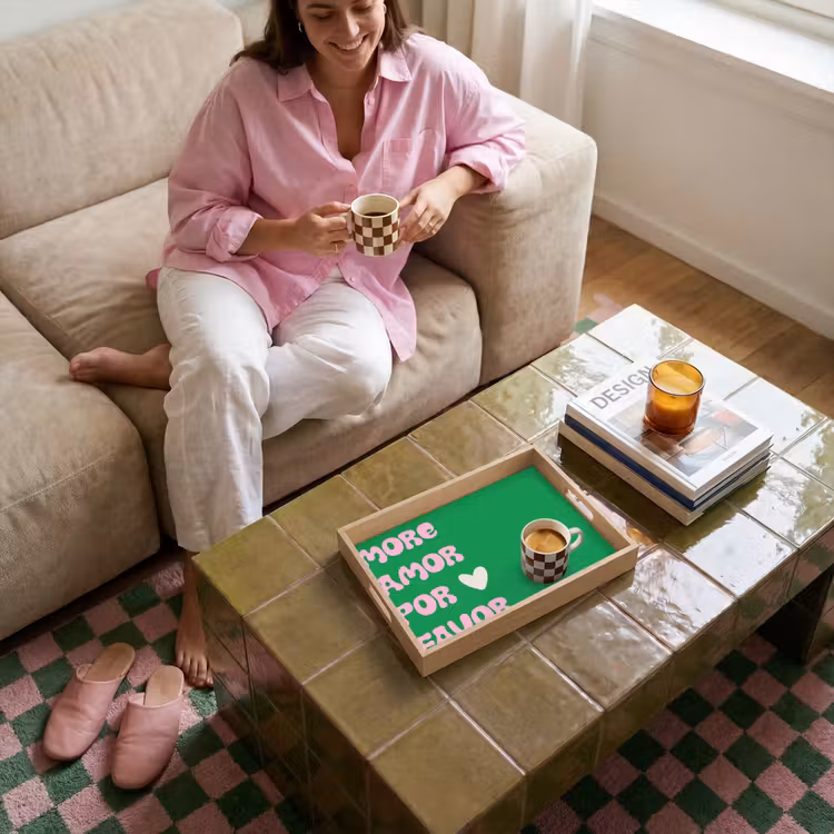 Amor - Valentijn - Groen - Tekst Dienblad Rechthoek middel -sfeer3
