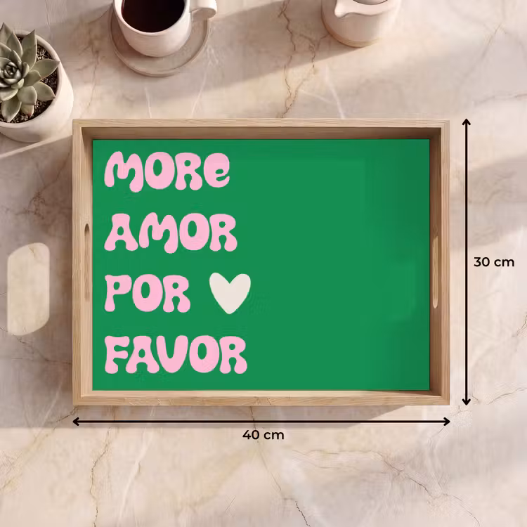 Amor - Valentijn - Groen - Tekst Dienblad Rechthoek middel -USP_Formaat