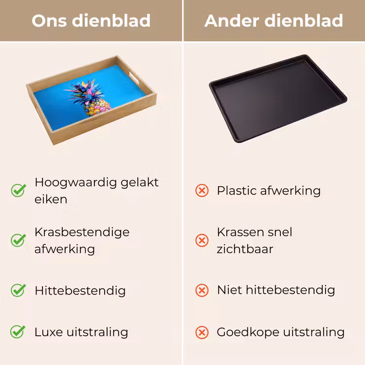 Ananas - Blauw - Tropisch - Vrolijk Dienblad Rechthoek middel -USP_VergelijkingNL