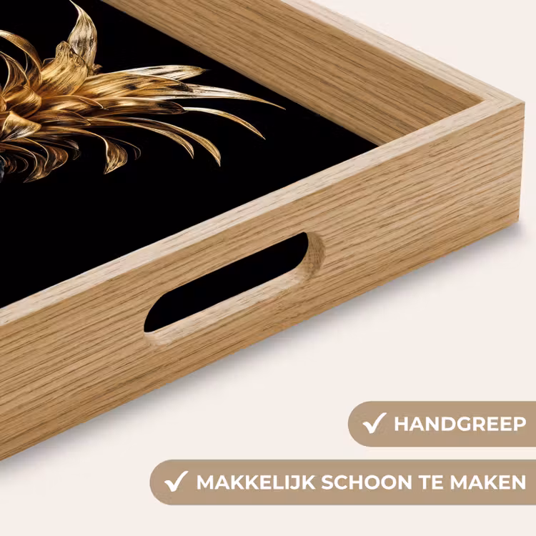 Ananas - Bloemen patroon - Goud - Delftsblauw Dienblad Rechthoek middel -USP_HandgreepNL