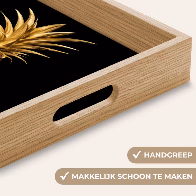 Ananas - Zwart - Goud - Luxe Dienblad Rechthoek middel -USP_HandgreepNL