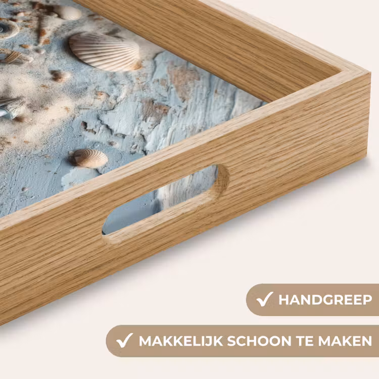 Anker - Hout - Schelpen - Zand Dienblad Rechthoek middel -USP_HandgreepNL