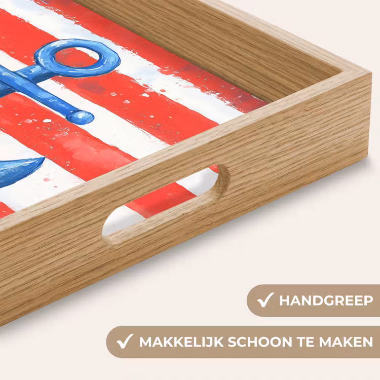 Anker - Verfspatten - Rood - Blauw Dienblad Rechthoek middel -USP_HandgreepNL