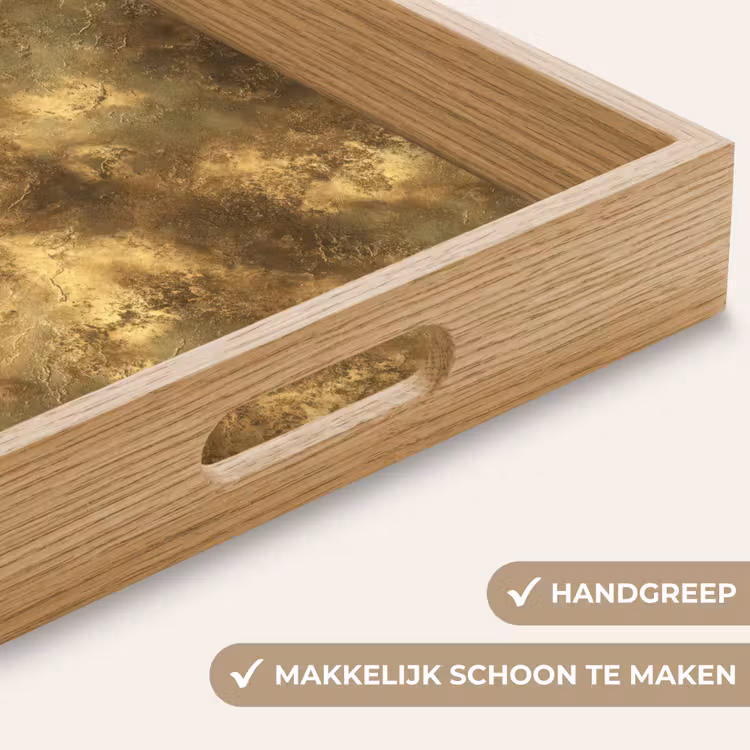 Antiek - Metaallook - Goud Dienblad Rechthoek middel 911 -USP_HandgreepNL