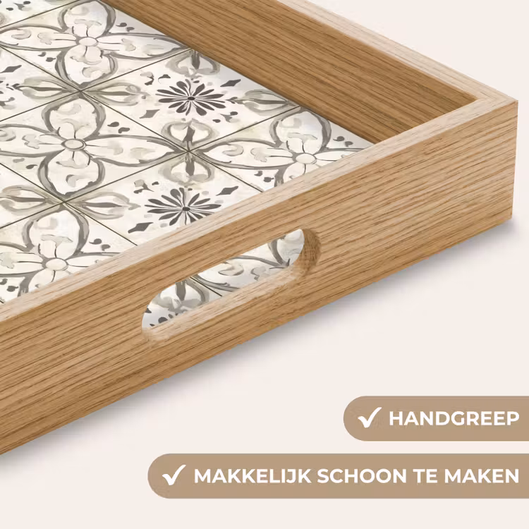 Antiek - Tegel - Beige Dienblad Rechthoek middel 911 -USP_HandgreepNL