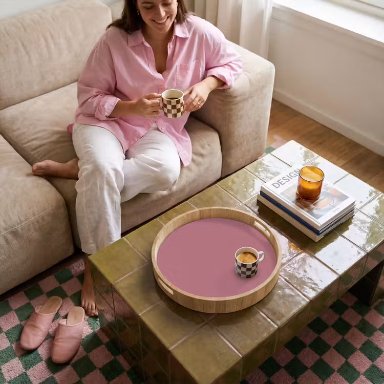 Antique - Mauve - Roze Dienblad Rond middel 914 -sfeer3