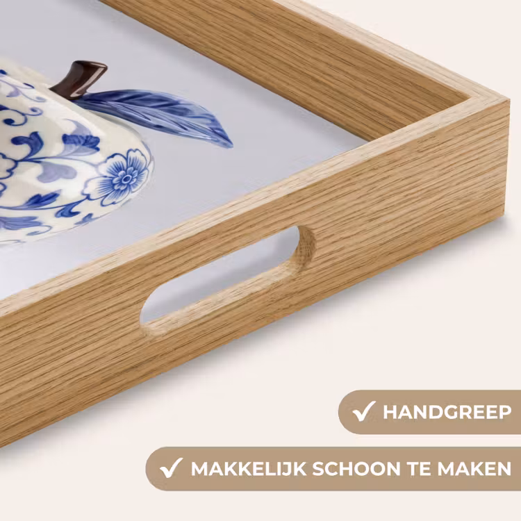 Appel - Blauw - Klassiek Dienblad Rechthoek middel -USP_HandgreepNL