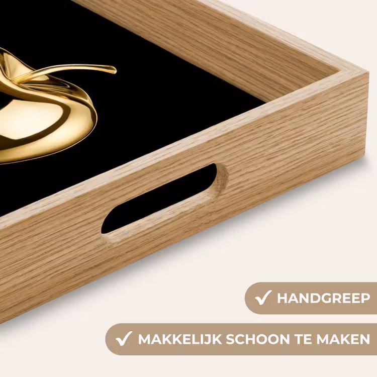 Appel - Goud - Chrome - Zwart Dienblad Rechthoek middel -USP_HandgreepNL
