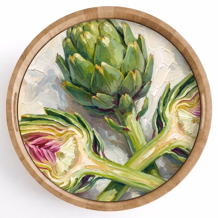 Dienblad - Artisjok - Citroen - Eten - Artisjok - Citroen - Eten Dienblad Rond middel