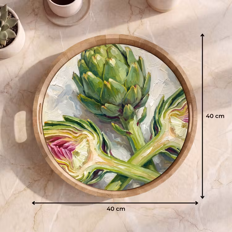 Dienblad - Artisjok - Citroen - Eten - Artisjok - Citroen - Eten Dienblad Rond middel