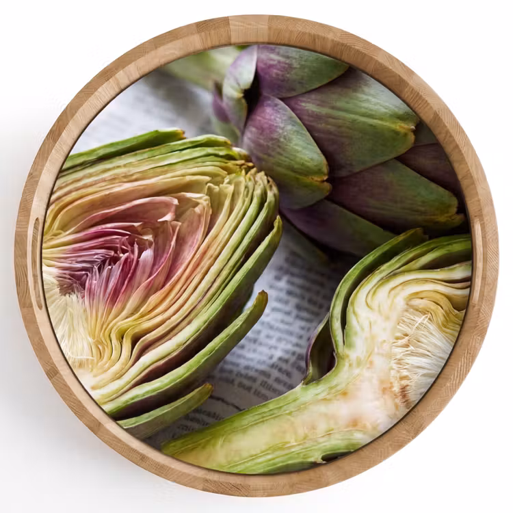 Dienblad - Artisjok - Doorgesneden - Eten - Artisjok - Doorgesneden - Eten Dienblad Rond middel