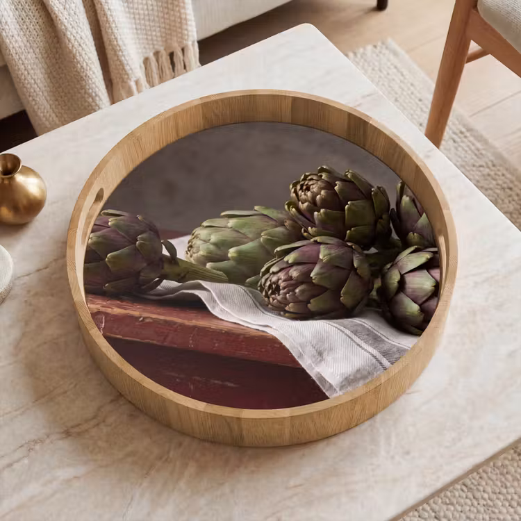 Dienblad - Artisjok - Eten - Rustiek - Artisjok - Eten - Rustiek Dienblad Rond middel