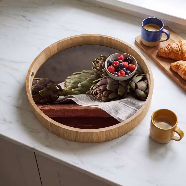 Dienblad - Artisjok - Eten - Rustiek - Artisjok - Eten - Rustiek Dienblad Rond middel