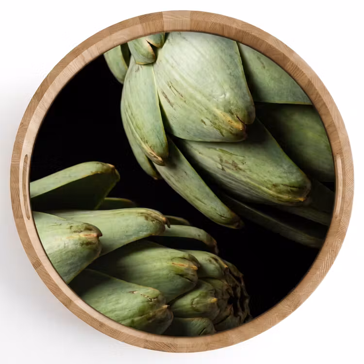 Dienblad - Artisjok - Groen - Eten - Artisjok - Groen - Eten Dienblad Rond middel