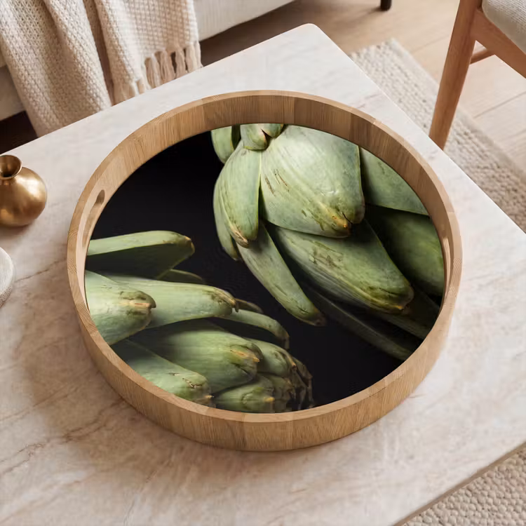 Dienblad - Artisjok - Groen - Eten - Artisjok - Groen - Eten Dienblad Rond middel