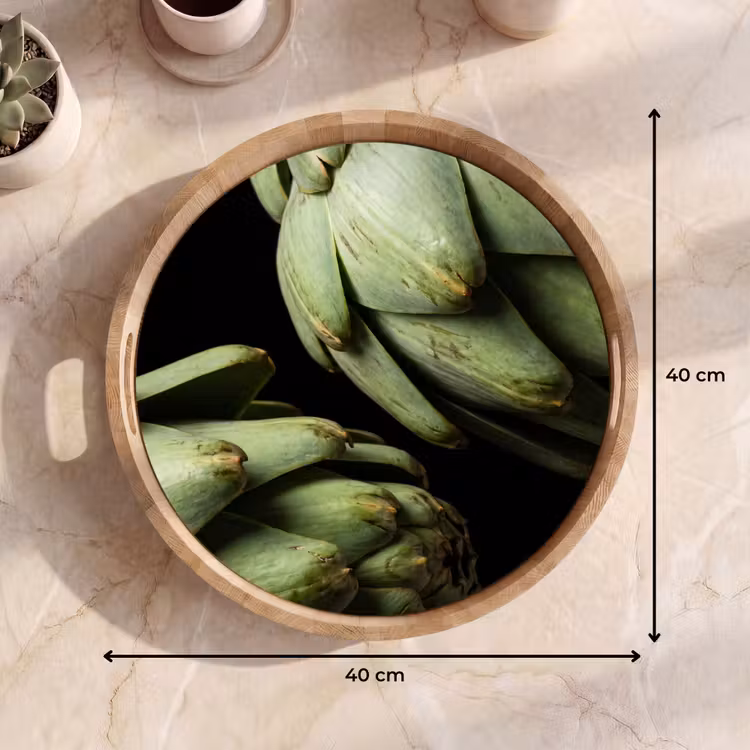 Dienblad - Artisjok - Groen - Eten - Artisjok - Groen - Eten Dienblad Rond middel