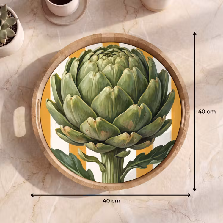 Dienblad - Artisjok - Modern - Groente - Artisjok - Modern - Groente Dienblad Rond middel
