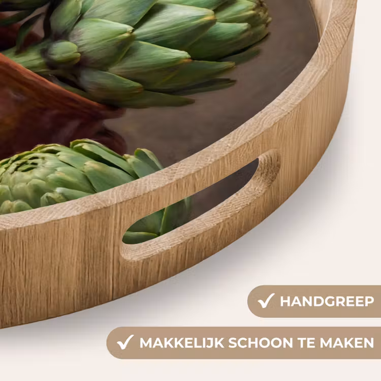 Dienblad - Artisjokken - Olijven - Eten - Artisjokken - Olijven - Eten Dienblad Rond middel
