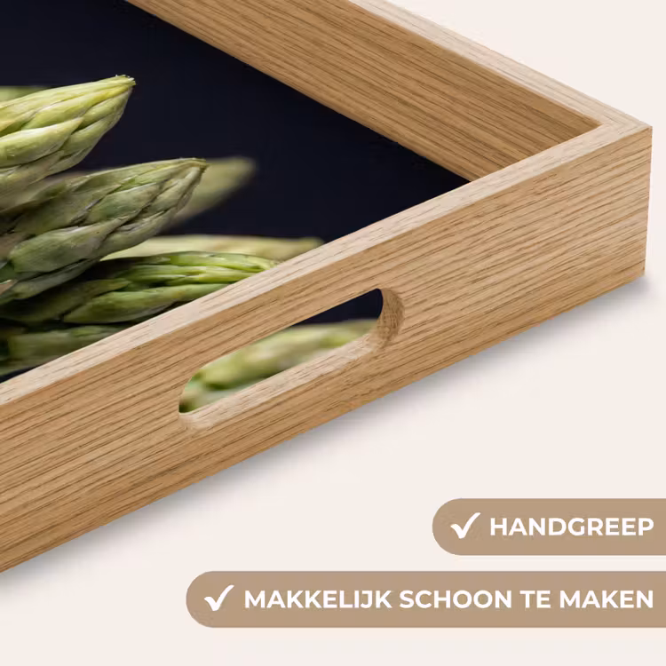 Asperges - Groen - Zwart Dienblad Rechthoek middel -USP_HandgreepNL