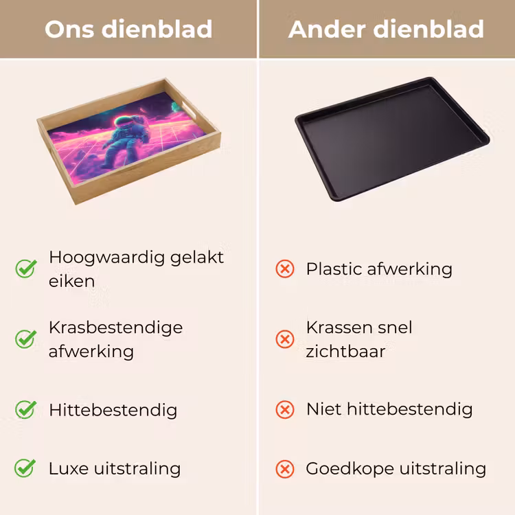 Astronaut - Neon - Roze - Wolken Dienblad Rechthoek middel -USP_VergelijkingNL