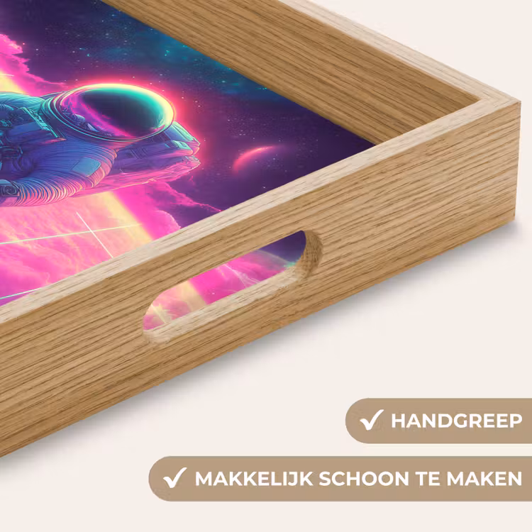 Astronaut - Neon - Roze - Wolken Dienblad Rechthoek middel -USP_HandgreepNL