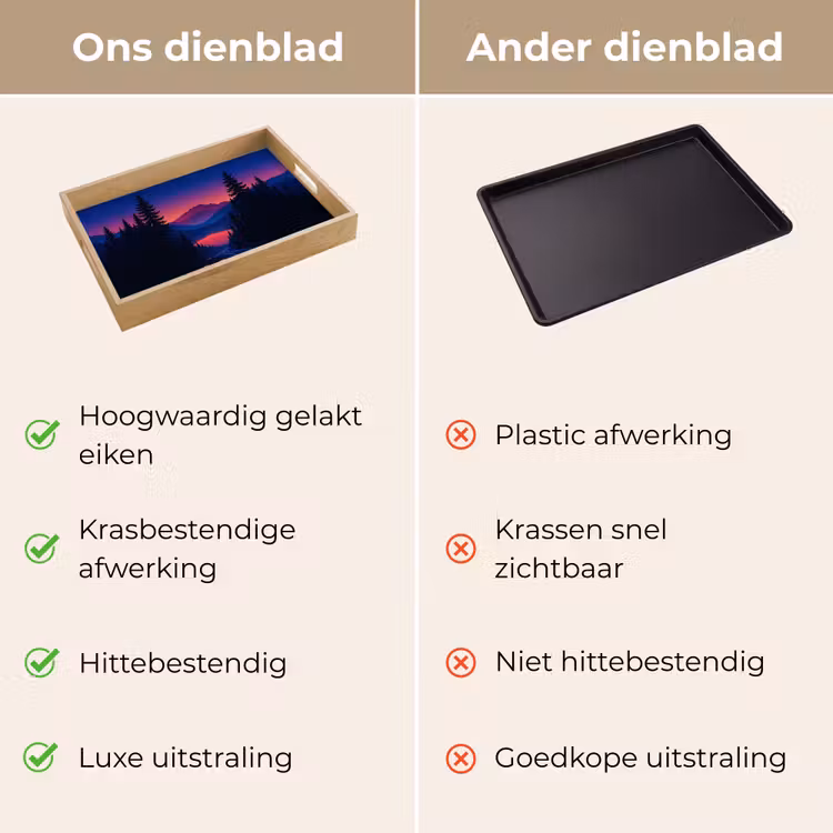 Auto - Donkere dennenbomen - Zonsondergang Dienblad Rechthoek middel -USP_VergelijkingNL