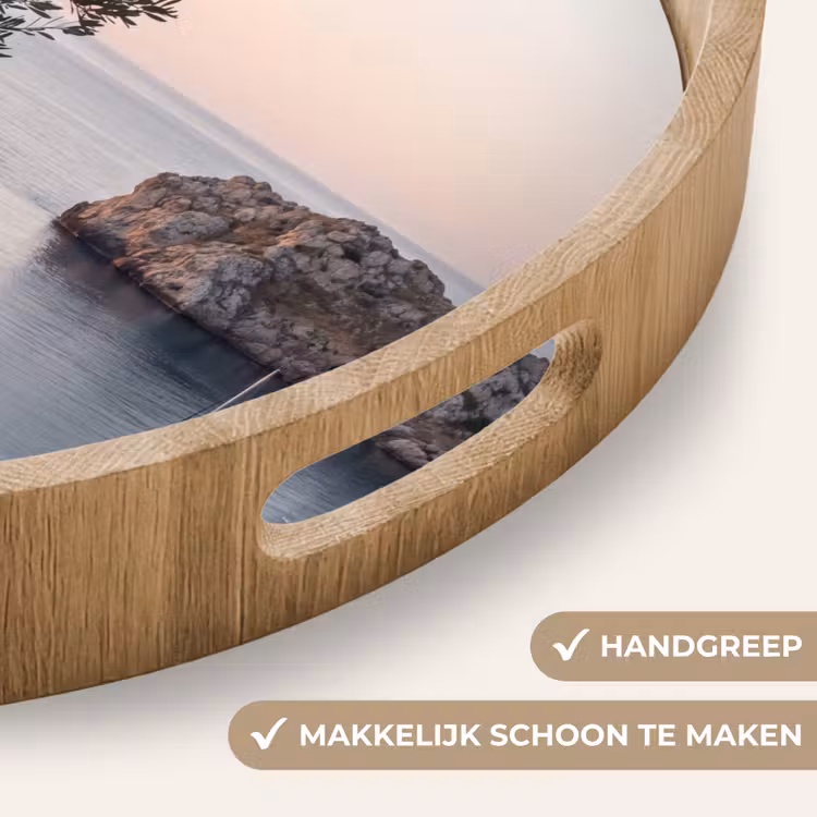 Dienblad - Baai - boten - zonsondergang - Baai - boten - zonsondergang Dienblad Rond middel