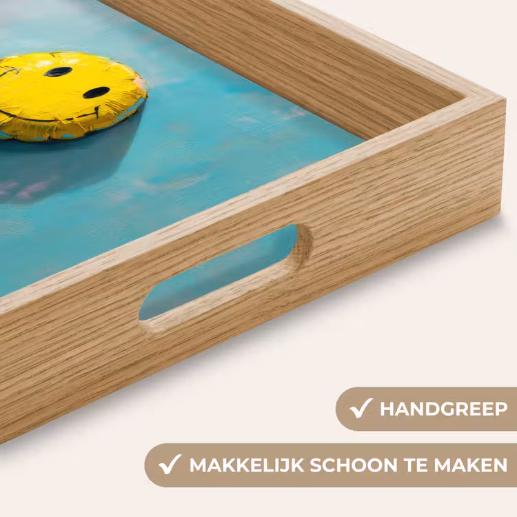 Ballon - Geel - Smiley Dienblad Rechthoek middel -USP_HandgreepNL