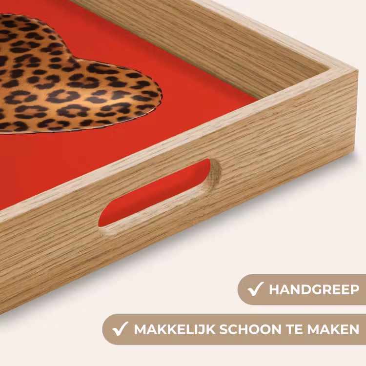 Ballon - Hartvormig - Rood - Panterpatroon Dienblad Rechthoek middel -USP_HandgreepNL