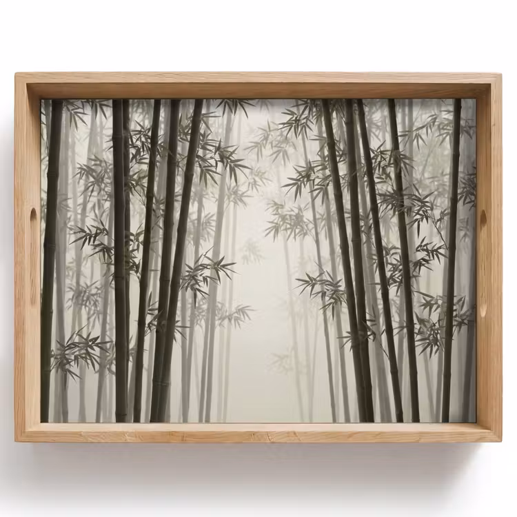 Bamboe - Bos - Mist - Natuur Dienblad Rechthoek middel -z3d_shopping