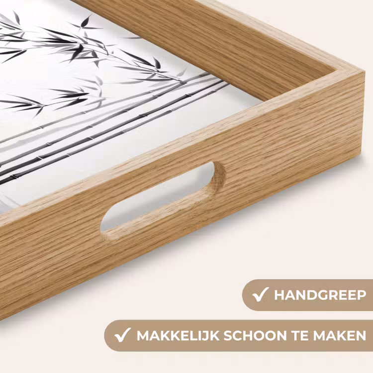 Bamboestammen - Water - Minimalistisch - Wit Dienblad Rechthoek middel -USP_HandgreepNL