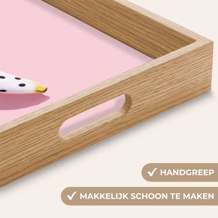 Banaan - Stippen - roze Dienblad Rechthoek middel -USP_HandgreepNL