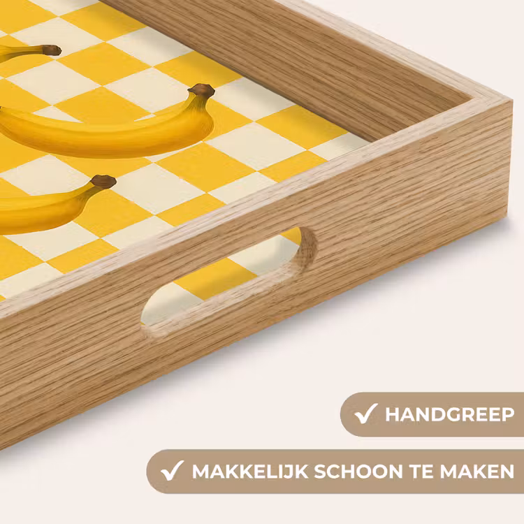Bananen - Geel - Geblokt Dienblad Rechthoek middel -USP_HandgreepNL