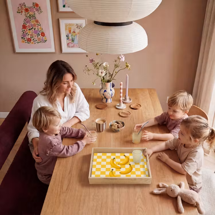 Bananen - Geel - Geblokt Dienblad Rechthoek middel -sfeer4