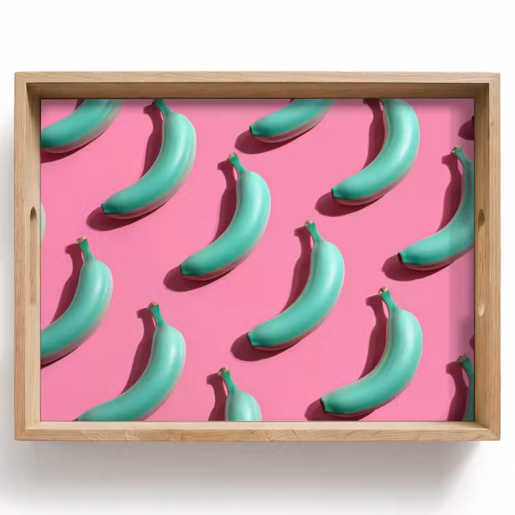 Bananen - Patroon - Blauw - Roze Dienblad Rechthoek middel -z3d_shopping