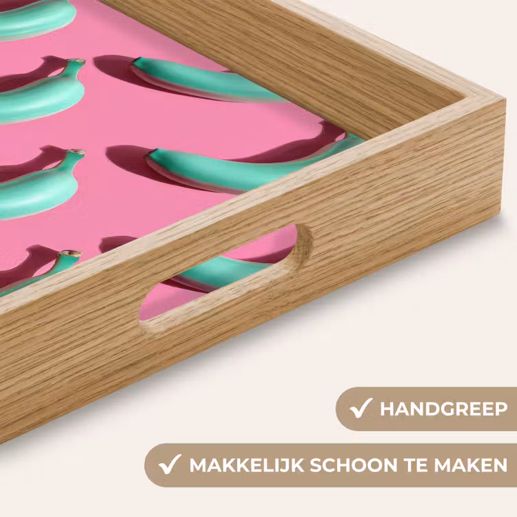 Bananen - Patroon - Blauw - Roze Dienblad Rechthoek middel -USP_HandgreepNL