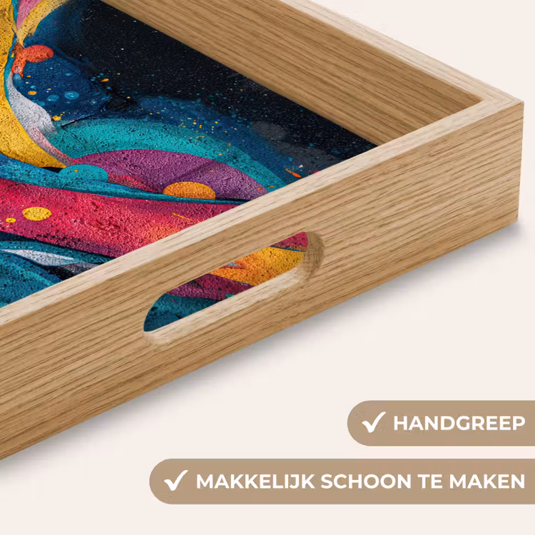 Banen - Golven - Kleurrijk - Abstract Dienblad Rechthoek middel -USP_HandgreepNL