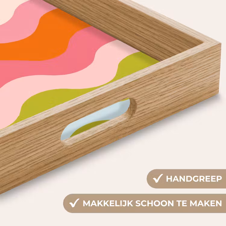 Banen - Golven - Kleurrijk - Verticaal Dienblad Rechthoek middel -USP_HandgreepNL