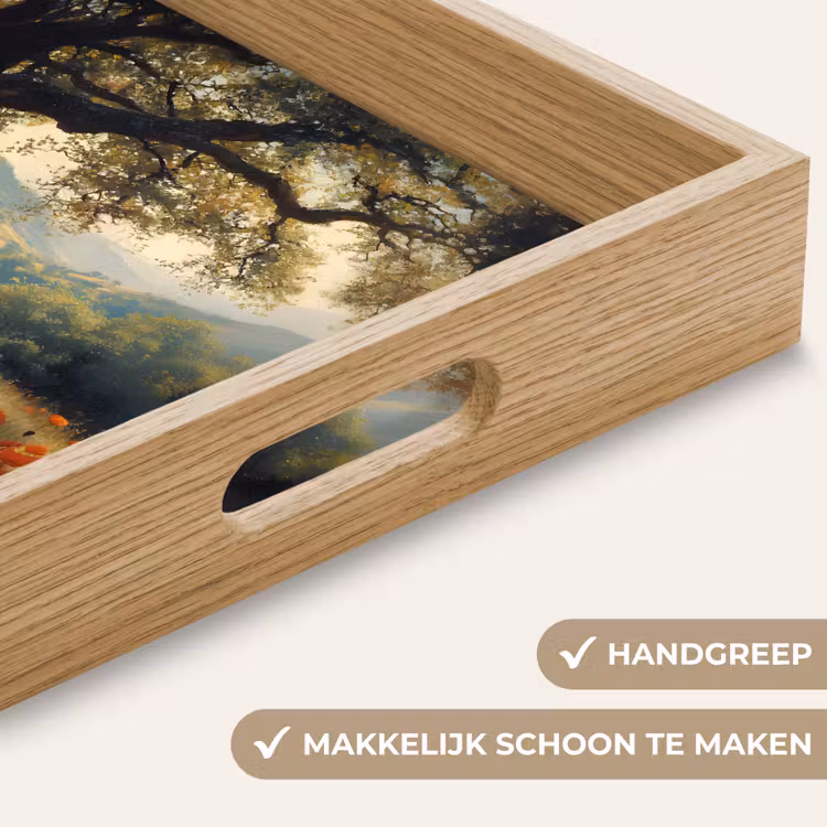 Bankje - Boom - Klaprozen - Heuvels Dienblad Rechthoek middel -USP_HandgreepNL