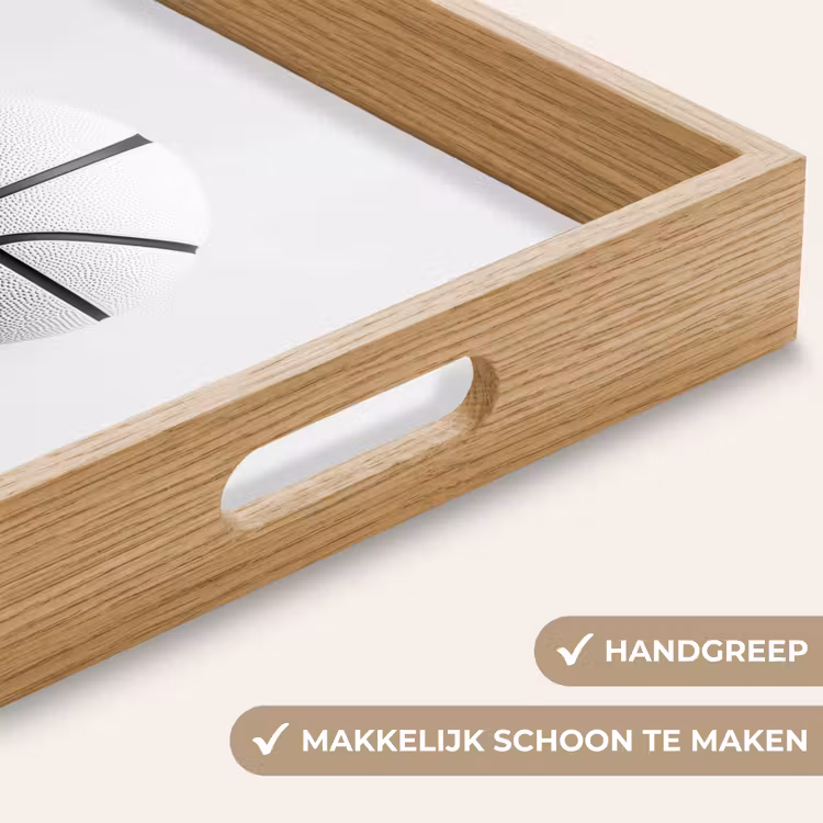 Basketbal - Wit - Schaduw - Lijnen Dienblad Rechthoek middel -USP_HandgreepNL