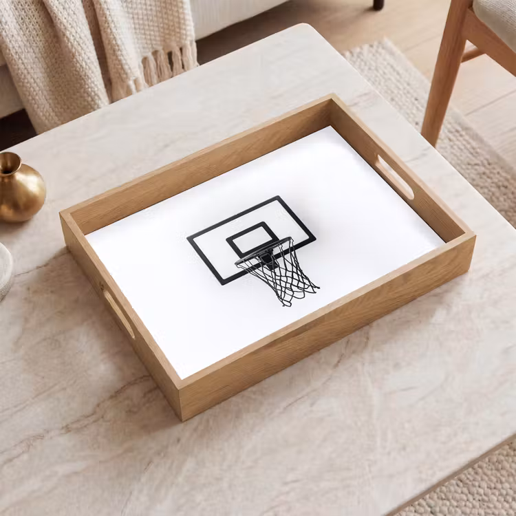 Basketbalbord - Minimalistisch - Zwart Dienblad Rechthoek middel -sfeer1