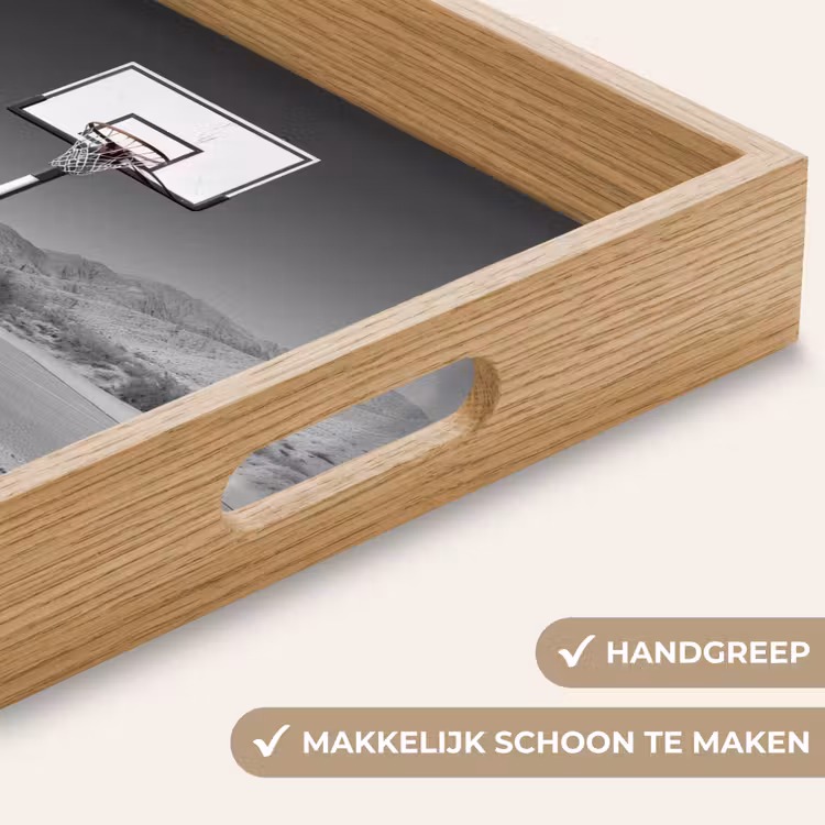 Basketbalpaal - Landschap - Zand - Wit Dienblad Rechthoek middel -USP_HandgreepNL