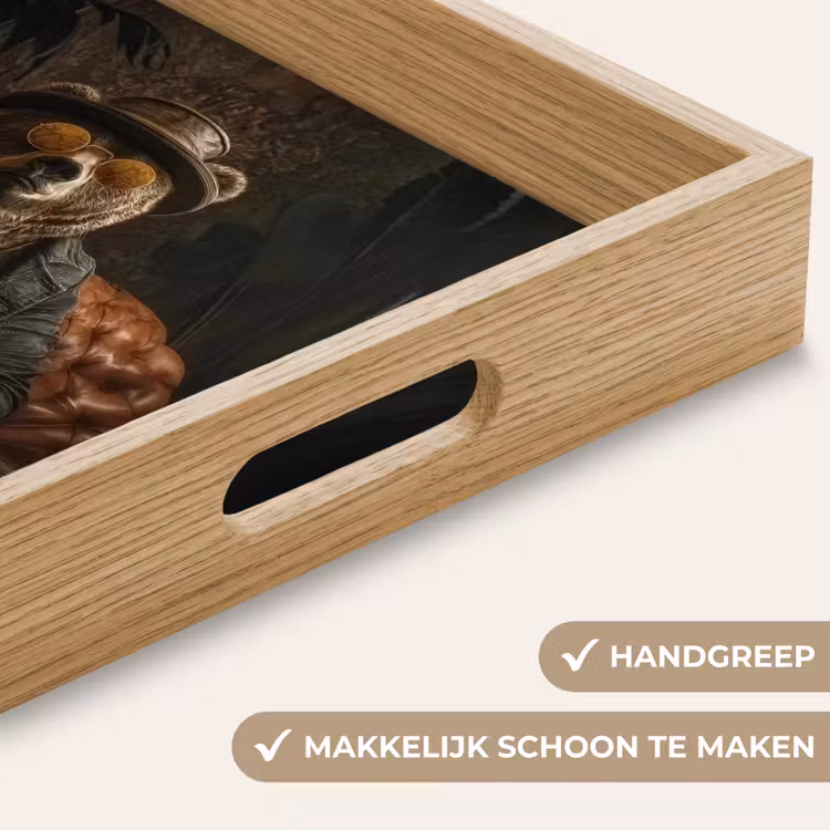 Beer - Bruin - Pak - Hoed Dienblad Rechthoek middel -USP_HandgreepNL