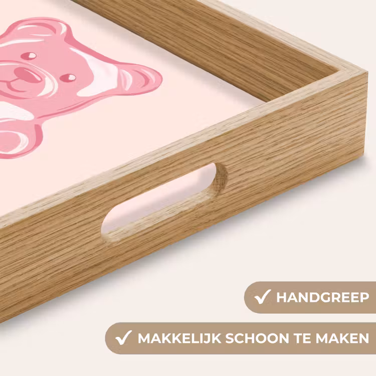 Beer - Roze - Snoep Dienblad Rechthoek middel -USP_HandgreepNL