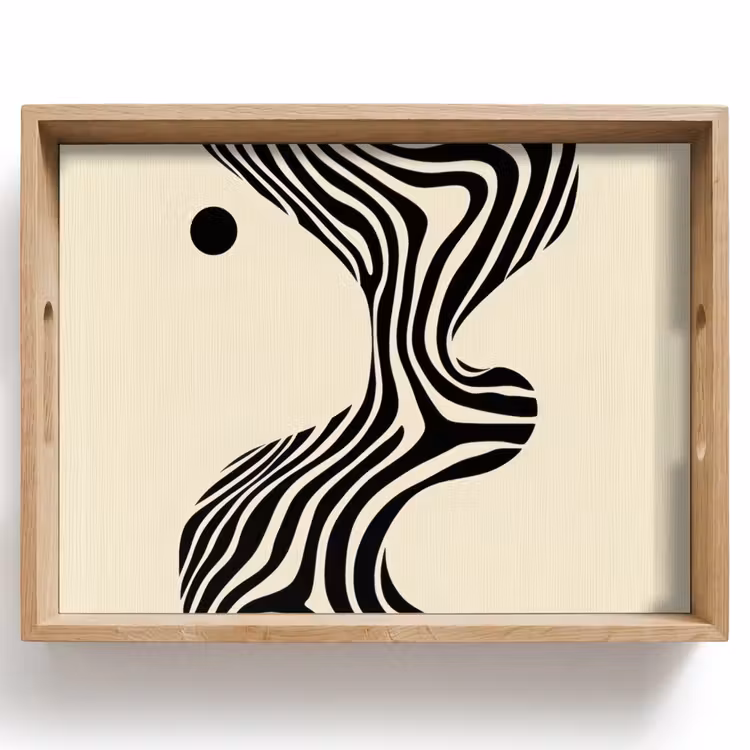 Beige - Lijnen - Golvend - Abstract Dienblad Rechthoek middel -z3d_shopping